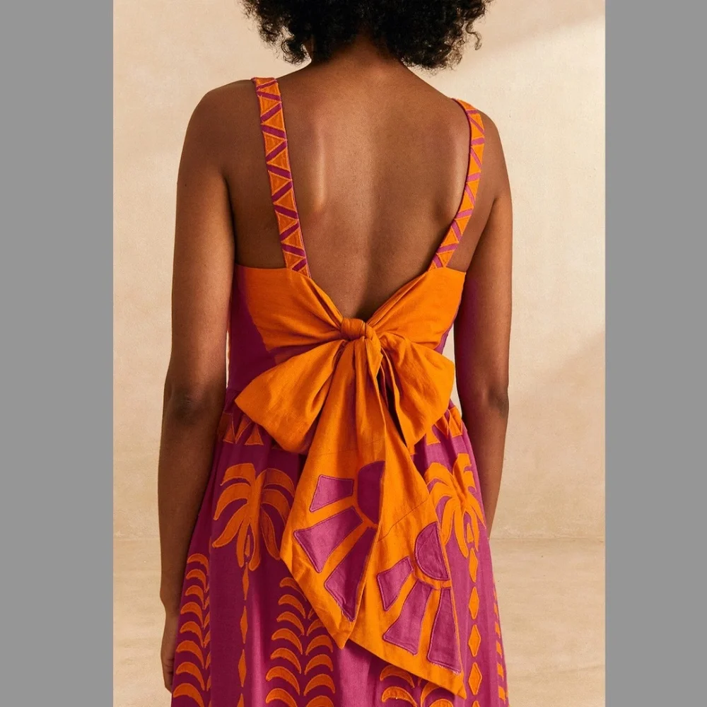 FARM RIO Orange Pineapple Love Cutwork Dress - Picture 2 of 3